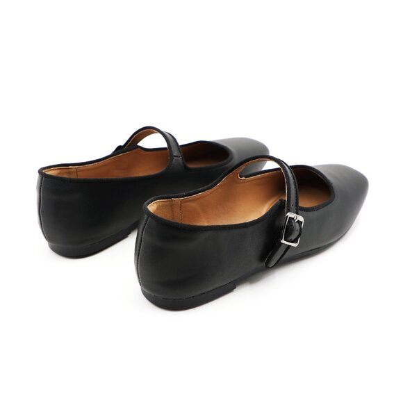 Black Cushioned Insole Classic Mary Jane Ballet Flat Adjustable Ankle Strap - Picture 6 of 11